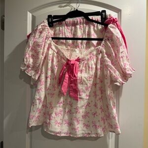 Altar’d State intimates Sleep Set with Pink Bow Print and Hot Pink Tie